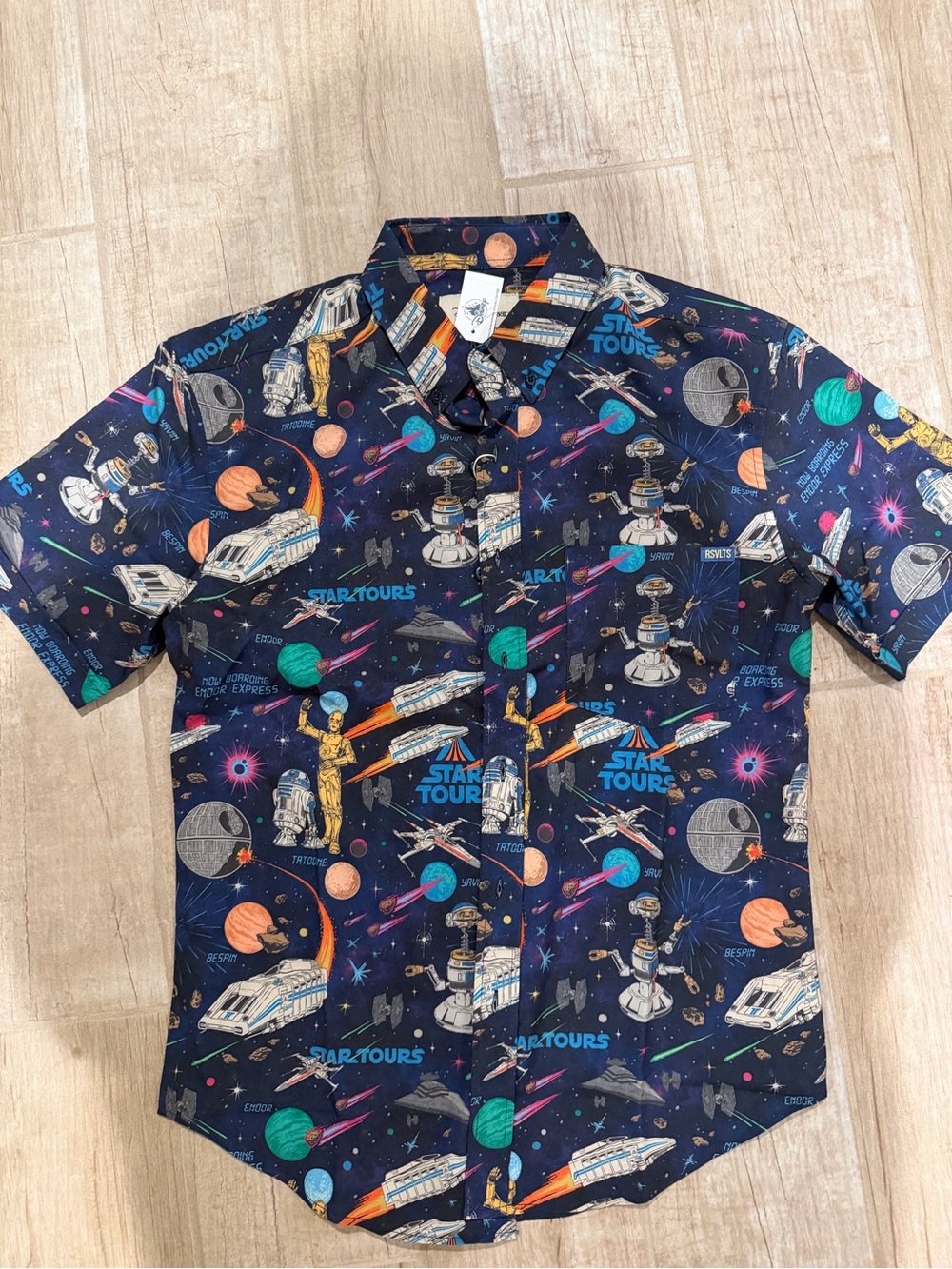 Disney RSVLTS Star Tours Navy Short-Sleeve Button-Up Shirt